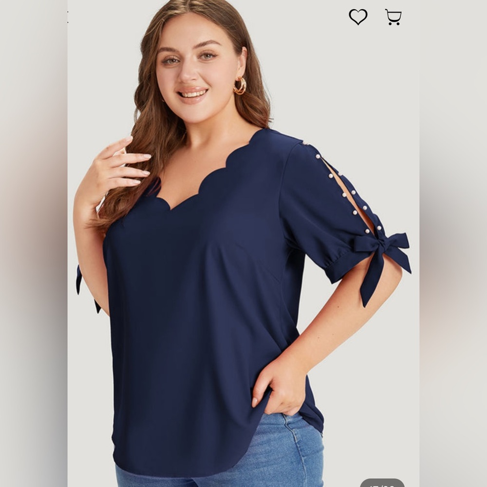 Bloom Chic 28W Scalloped Beaded Top